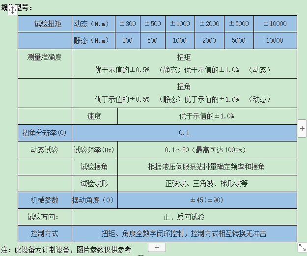 傳動軸扭轉疲勞試驗機規格參數