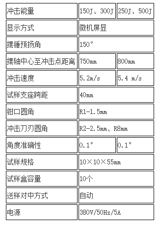 微機控制沖擊試驗機技術參數